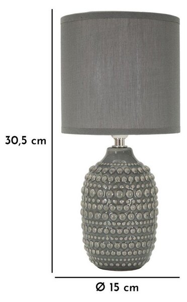 Szara lampa stołowa ceramiczna z tekstylnym kloszem (wysokość 30,5 cm) Points – Mauro Ferretti