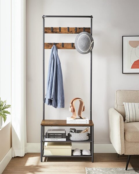 Ściana do przedpokoju TAYLOR z szafką na buty 180x64 cm, rustykalny brąz