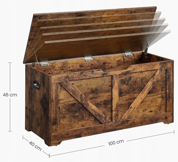 Pudełko do przechowywania z pokrywką TAYLOR 100x40 cm, rustykalny brązowy