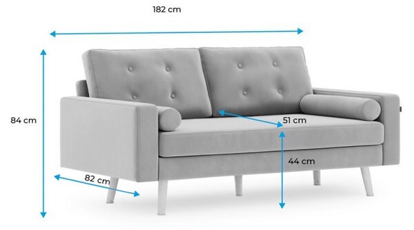 Jasnoszara 3-osobowa sofa MANDI