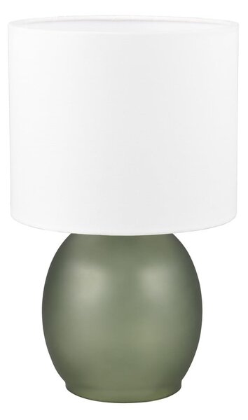Biało-zielona lampa stołowa z tekstylnym kloszem (wys. 29 cm) Vela – Trio