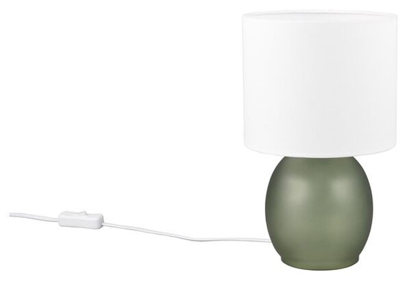 Biało-zielona lampa stołowa z tekstylnym kloszem (wys. 29 cm) Vela – Trio