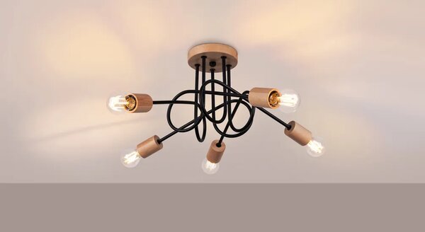 Czarna lampa pięcioramienna i loftowym stylu - M3-C18