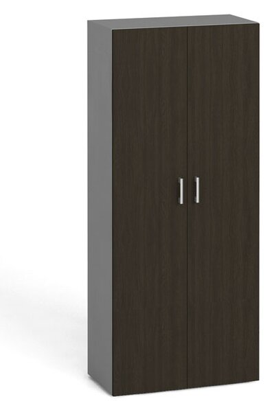 Szafa biurowa z drzwiami KOMBI, 4 półki, 1865 x 800 x 400 mm, szary / wenge