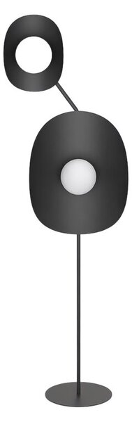 Lampa stojąca podłogowa designerska czarna falowany talerz 2xG9 8W DELULU Emibig