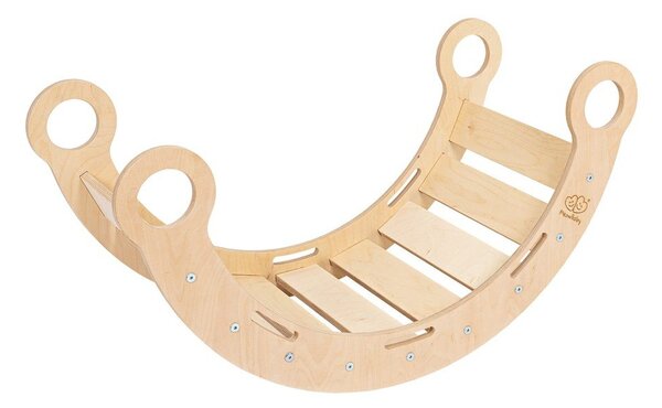 Beżowo-naturalna huśtawka z litego drewna sosnowego 39x75x38 cm Montessori – Meowbaby