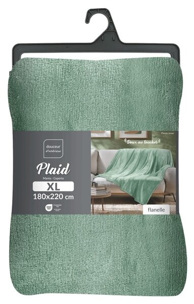 Jasnozielony koc z mikfroflaneli 180x220 cm Flanou – douceur d'intérieur