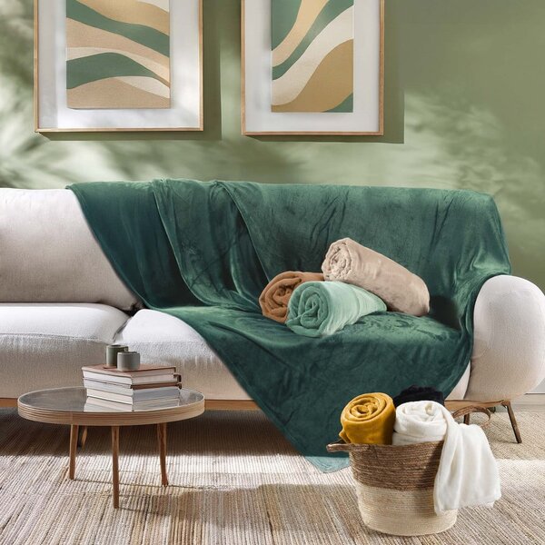 Jasnozielony koc z mikfroflaneli 180x220 cm Flanou – douceur d'intérieur