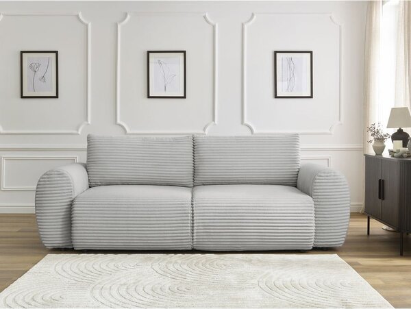 Jasnoszara sztruksowa rozkładana sofa 257 cm Lucien – Bobochic Paris
