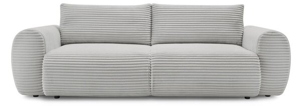 Jasnoszara sztruksowa rozkładana sofa 257 cm Lucien – Bobochic Paris