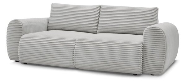 Jasnoszara sztruksowa rozkładana sofa 257 cm Lucien – Bobochic Paris