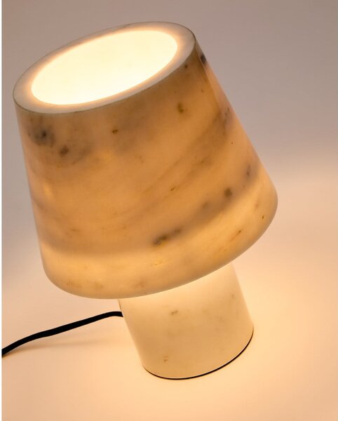 Marmurowa lampa stołowa w kolorze kości słoniowej z marmurowym kloszem (wysokość 27 cm) Alaro – Kave Home