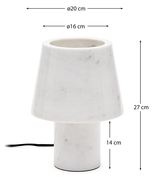 Marmurowa lampa stołowa w kolorze kości słoniowej z marmurowym kloszem (wysokość 27 cm) Alaro – Kave Home