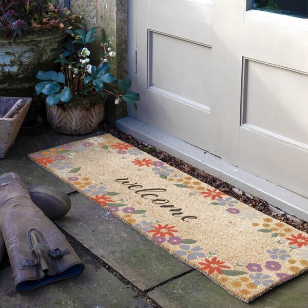 Wycieraczka z włókna kokosowego 40x120 cm Welcome Floral – Artsy Doormats