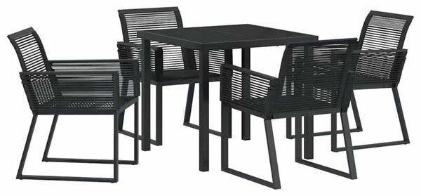 Zestaw Mebli Ogrodowych Komplet Jadalniany 5-Częściowy Czarny Metal Na Taras Balkon Ogród