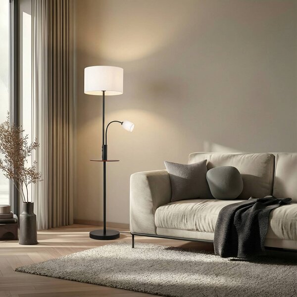 Lampa stojąca Aovan Lindby, czarny, salon / jadalnia, metal, nowoczesny