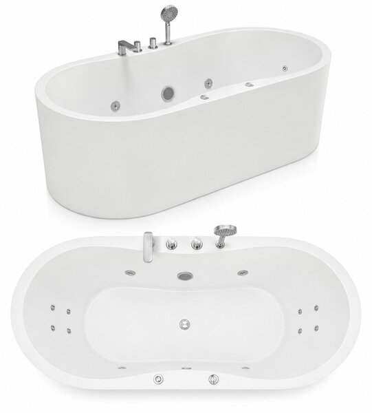 Wanna Łazienkowa Ferrara z Hydromasażem 170 x 80 cm wolnostojąca Akrylowa Jacuzzi