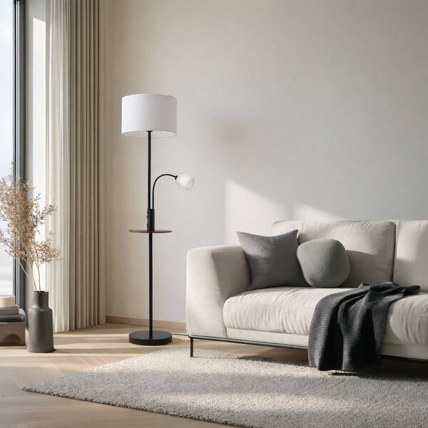 Lampa stojąca Aovan Lindby, czarny, salon / jadalnia, metal, nowoczesny