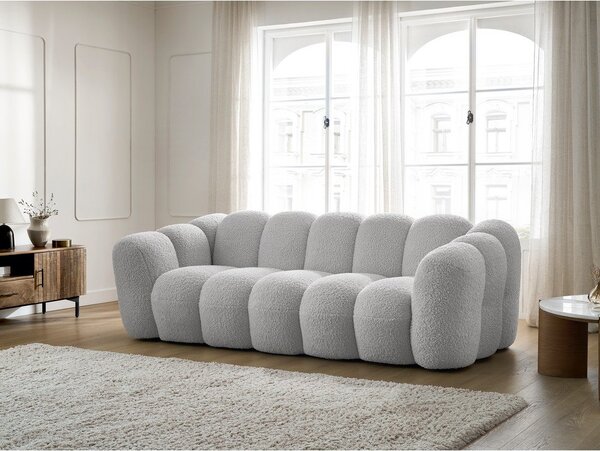 Jasnoszara sofa z materiału bouclé 232 cm Hippolyte – Bobochic Paris