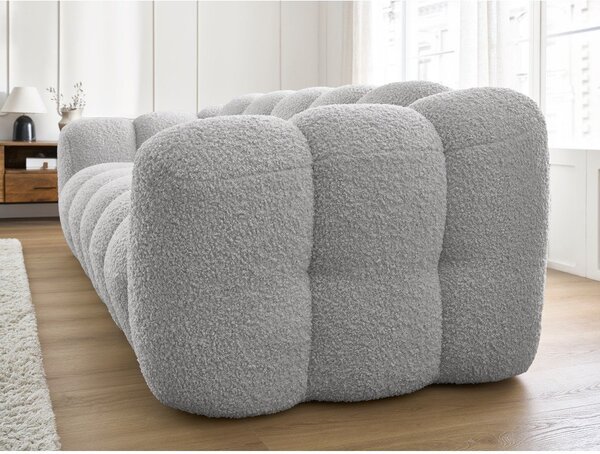 Jasnoszara sofa z materiału bouclé 232 cm Hippolyte – Bobochic Paris