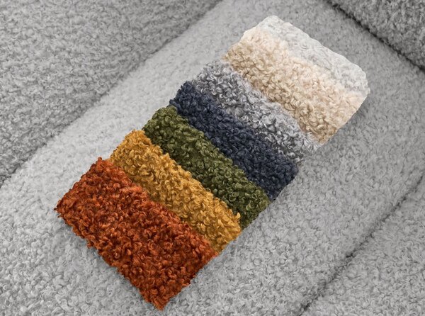 Jasnoszara sofa z materiału bouclé 232 cm Hippolyte – Bobochic Paris