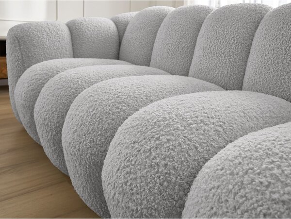 Jasnoszara sofa z materiału bouclé 232 cm Hippolyte – Bobochic Paris