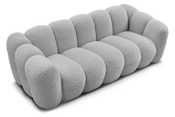 Jasnoszara sofa z materiału bouclé 232 cm Hippolyte – Bobochic Paris