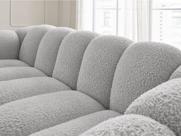 Jasnoszara sofa z materiału bouclé 232 cm Hippolyte – Bobochic Paris