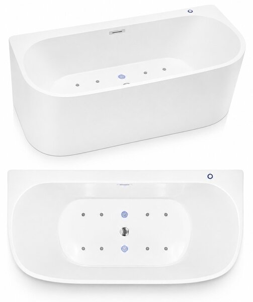 Wanna Łazienkowa Doris+ z funkcją masażu POWIETRZNEGO 170 x 80 cm wolnostojąca Akrylowa LED Jacuzzi