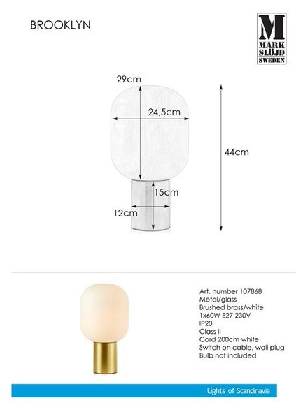 Lampa stołowa Markslöjd Brooklyn Brushed Brass