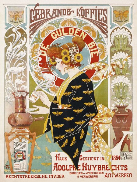 Reprodukcja Coffee Shop Advert, Alfons Mucha