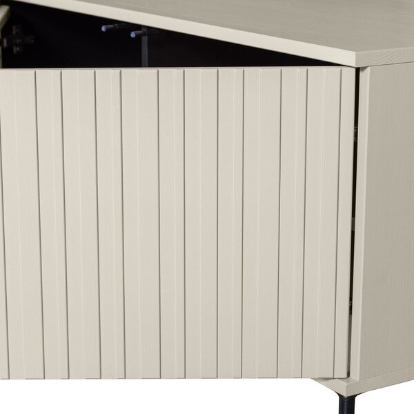 Jasnoszara szafka pod TV z litego drewna sosnowego 150x56x44 cm New Gravure – WOOOD