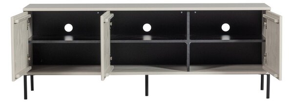 Jasnoszara szafka pod TV z litego drewna sosnowego 150x56x44 cm New Gravure – WOOOD