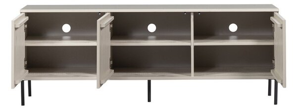 Jasnoszara szafka pod TV z litego drewna sosnowego 150x56x44 cm New Gravure – WOOOD