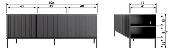 Jasnoszara szafka pod TV z litego drewna sosnowego 150x56x44 cm New Gravure – WOOOD