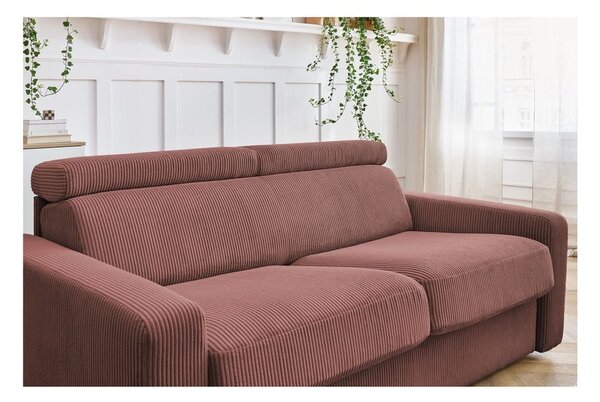 Różowa sztruksowa rozkładana sofa 195 cm Monaco – Bobochic Paris