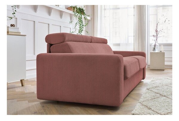 Różowa sztruksowa rozkładana sofa 195 cm Monaco – Bobochic Paris