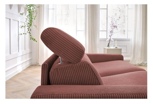 Różowa sztruksowa rozkładana sofa 195 cm Monaco – Bobochic Paris