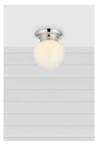 Lampa sufitowa w biało-srebrnym kolorze ze szklanym kloszem Ronda – Markslöjd