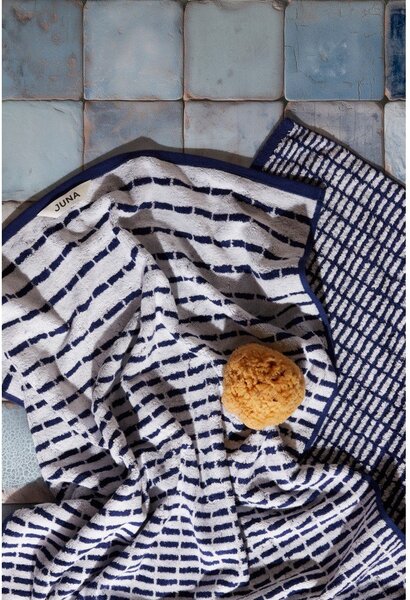 Biały/niebieski ręcznik z mieszanki bambusa frotte 50x100 cm Nuance – JUNA
