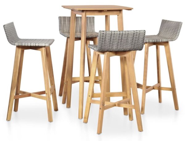 Zestaw Mebli Ogrodowych Komplet Barowy 5-Częściowy Brązowy Drewno Na Taras Balkon Ogród