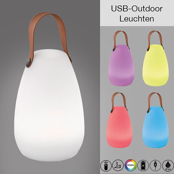 Biało-brązowa lampa stołowa LED (wysokość 26 cm) Ruby – Fischer & Honsel
