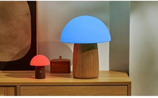 Biała/w ciemnym naturalnym kolorze lampa stołowa LED (wysokość 12,5 cm) Alice Mushroom – Gingko