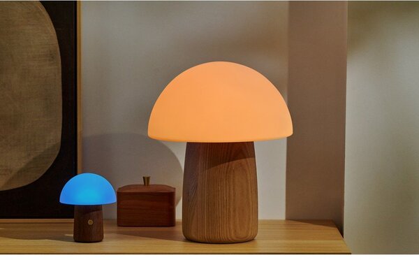 Biała/w ciemnym naturalnym kolorze lampa stołowa LED (wysokość 12,5 cm) Alice Mushroom – Gingko