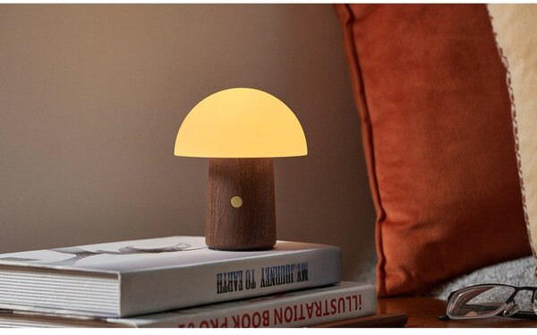 Biała/w ciemnym naturalnym kolorze lampa stołowa LED (wysokość 12,5 cm) Alice Mushroom – Gingko