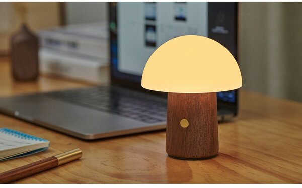 Biała/w ciemnym naturalnym kolorze lampa stołowa LED (wysokość 12,5 cm) Alice Mushroom – Gingko