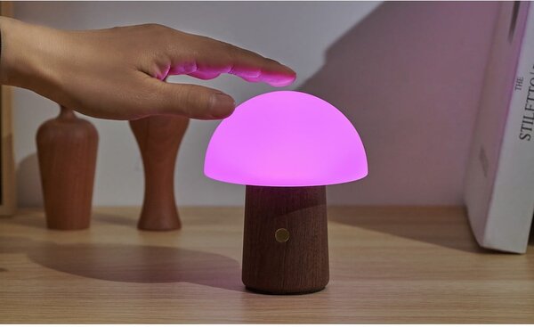 Biała/w ciemnym naturalnym kolorze lampa stołowa LED (wysokość 12,5 cm) Alice Mushroom – Gingko
