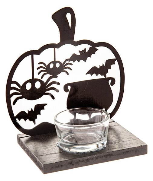 Drewniany świecznik z motywem Halloween Happy Halloween – Dakls