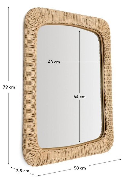 Lustro ścienne z rattanową ramą 58x79 cm Zilna – Kave Home