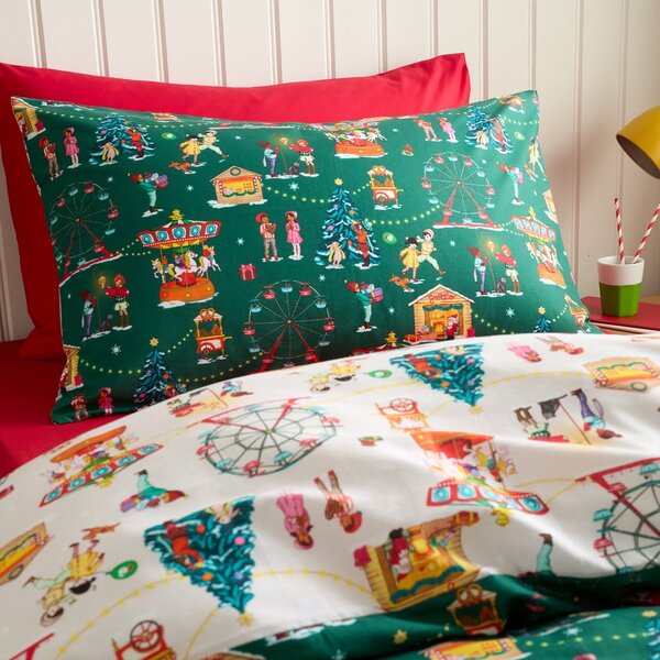 Zielona bawełniana pościel dziecięca dwuosobowa 200x200 cm Christmas Fairground – Belle & Boo